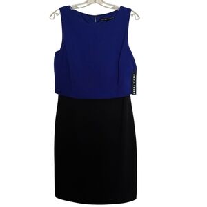 NWT Ivanka Trump Cobalt Blue and Black Midi Dress
